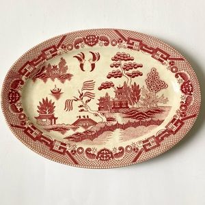Red Willow Oval Serving Platter, Vintage, Japan, Free Shipping